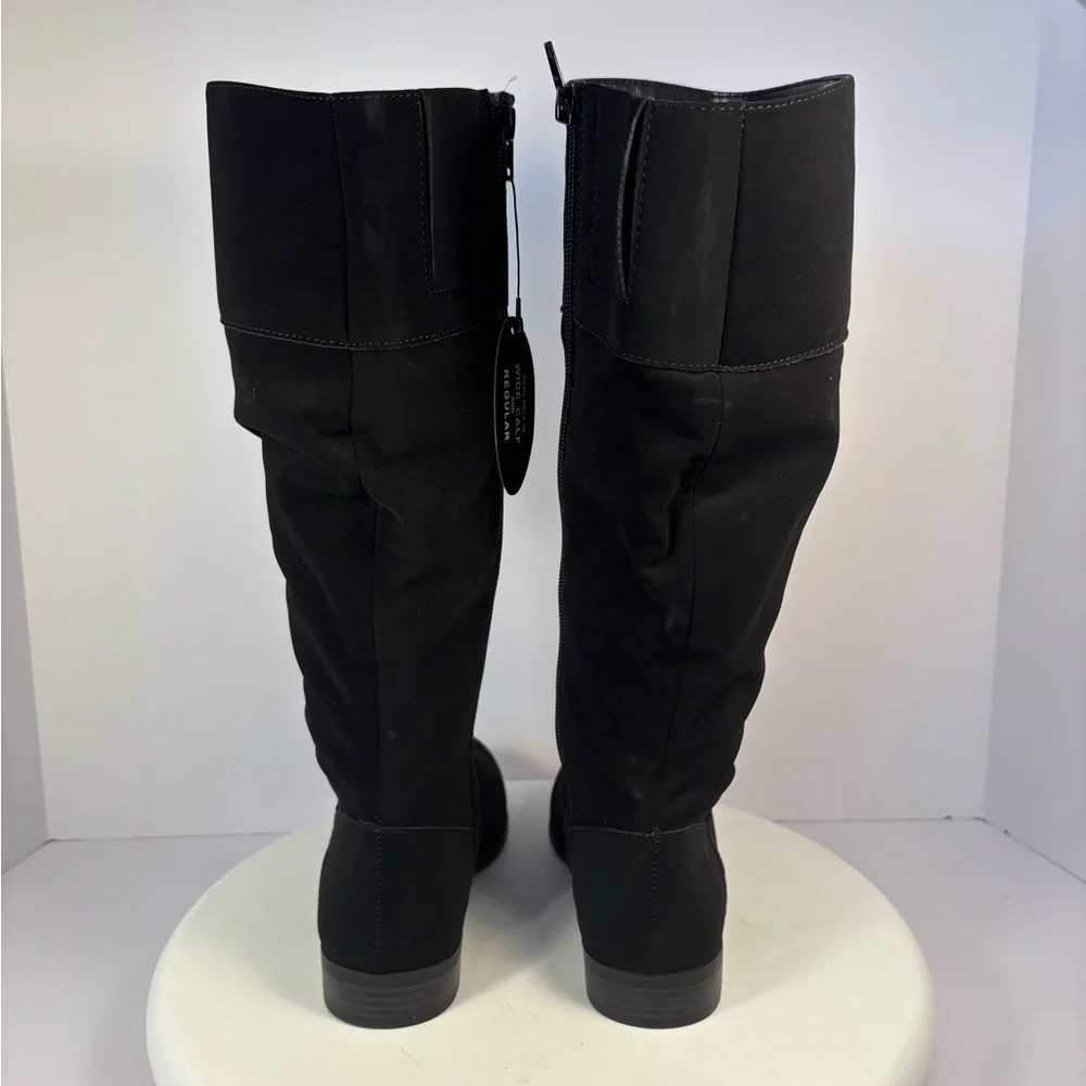 Black Faux Suede Zip Knee High boot Sz 5.5 New With Out Tag Cosplay Whimsigoth